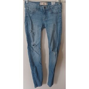 Hollister Super Skinny Jeans Women 1S W26 L27 Light Wash Distressed Y2K Grunge